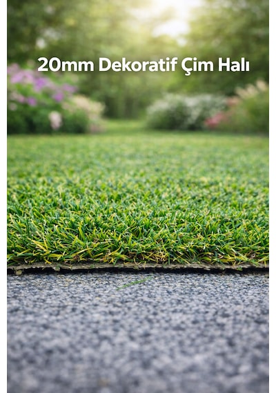 20mm Suni Çim Halı Balkon & Bahçe İçin Doğal Görünüm, Konforlu Doku 100 x 100