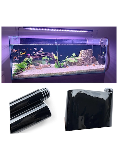 Akvaryum Arkası Siyah Piano Black Fon 150 x 50 CM Hava Kanallı Ragle + Maket Bıçağı