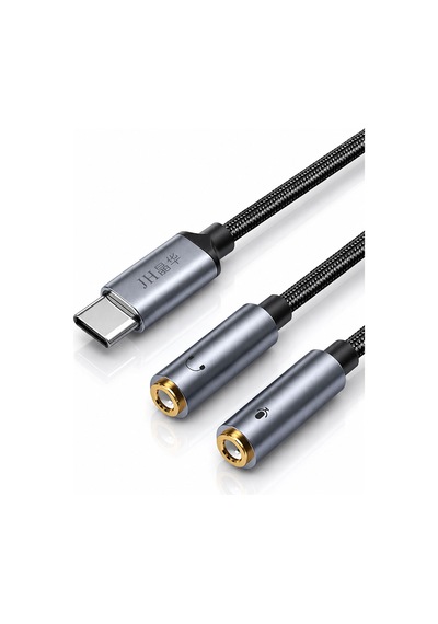 Type-c - Çift 3.5mm Kulaklık Mikrofon Dönüştürücü, Ses Ayırıcı Adaptör, Type-c Telefon Tablet Bilgisayar Uyumlu, Mikrofon Ve Kulaklık İçin Tak Çalıştır Aux Çevirici A563c