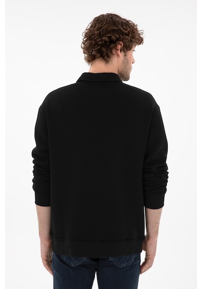 U.S. Polo Assn. Erkek Comfort Fit Yarım Fermuarlı Siyah Basic Sweatshirt 50298265-VR046