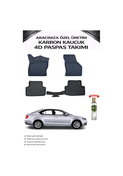 Skoda Octavia 2011 Model Aracınıza Özel Karbon Kauçuk Paspas Takımı