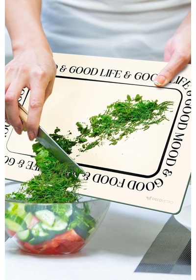 Decovetro Cam Kesme Tahtası Ve Sunumluk Good Life 20x30 Cm Diğer