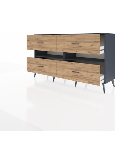 Hyperion Konsol 2 Raflı 4 Çekmeceli 176x44x99 Antrasit-antrasit/çam Antrasıt/antrasıt - Antrasıt Hyperion Konsol 2 Raflı 4 Çekmeceli 176x44x99 Antrasit-antrasit/çam Antrasıt/antrasıt - Antrasıt