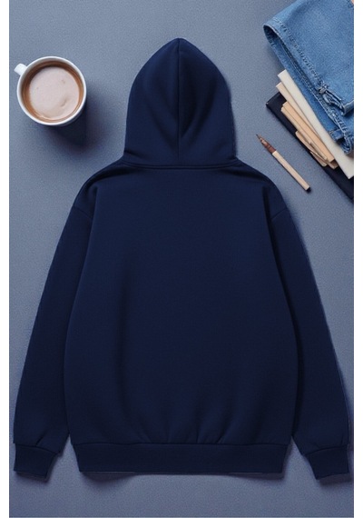 Uyguntarz Unisex Renkli Kurdele Baskılı Kapüşonlu Sweatshirt Lacivert Uyguntarz Unisex Renkli Kurdele Baskılı Kapüşonlu Sweatshirt Lacivert