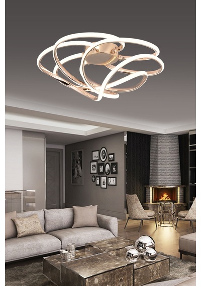 Pl 08 6 Model Gold 3 Renkli Salon Ve Oturma Odası İçin İdeal Alüminyum Avize, 50x25 Gold