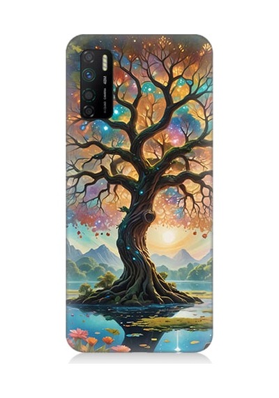 İnfinix Note 7 Lite Uyumlu Renkli Ağaç Desenli Silikon Kılıf