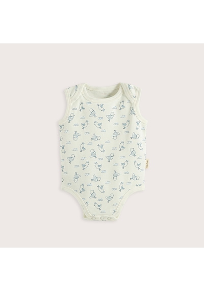 Chakra Sea Sıde 3'lü Kolsuz Body Kutu Set Ekru/mavi