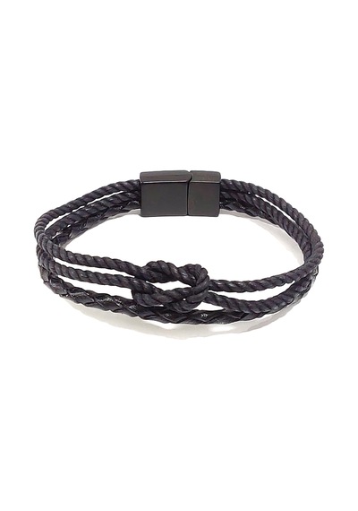 Infinity Knot Siyah Çoklu Örgü Erkek Bileklik Çelik Kilitli Modern Tasarım Antrasit