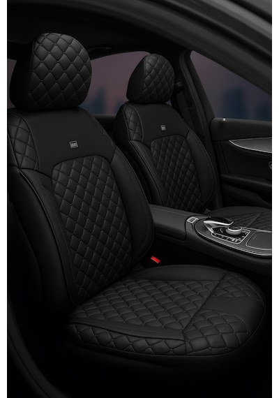 Audi A-5 Quattro 2015 - 2019 - Monaco Eviza Kumaş Deri Detaylı Oto Koltuk Kılıfı - Siyah Siyah