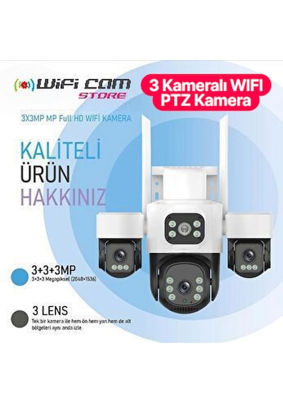 3 Lensli Wifi Kamera 3 Kamera Gücünde 1 Cihaz