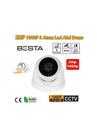 Besta 2Mp 1080P 6 Atom Led Ahd Dome Güvenlik Kamerası Bt-6329