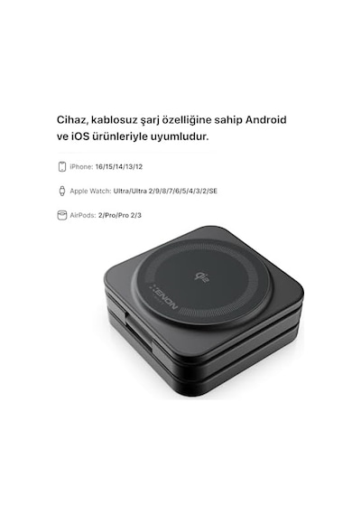 Xenon Smart Kablosuz Şarj Standı 3&apos Ü Bir Arada Apple Iphone Airpods Watch Mag Safe İle Uyumlu Qi2 15w Hızlı Şarj Cihazı X6402