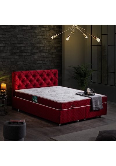 Setaymobilya Baza, Vita Çift Kişilik Bordo Baza + Başlık + Comfort Yatak