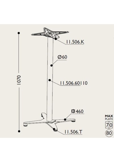 Gürçayhırdavat Toplanır Masa Ayağı 11.506.60110 - Taban 46x46Cm 110Cm