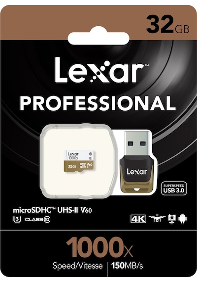 Lexar 32Gb 1000X Microsdhc C10 150Mb/Sn+Usb3.0 4K Hafıza Kartı