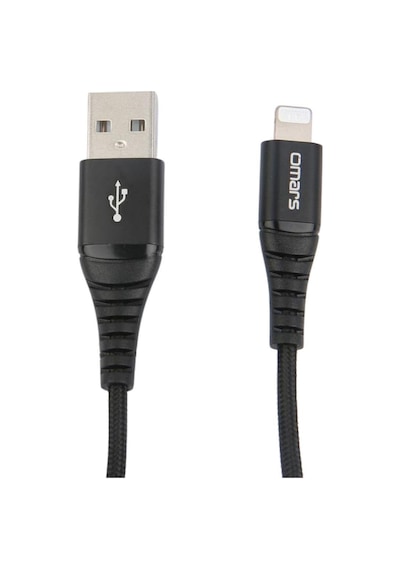 Omars MFI Sertifikalı USB to Lightning Apple Uyumlu iPhone / iPad Hızlı Şarj ve Data Kablosu 1 Metre Siyah