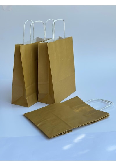 1.kalite 18x8x24cm 5 Li Yağ Yeşili Renkli Kraft Kağıt Çanta Hediye Poşeti Hediye Paketi Kraft Çanta