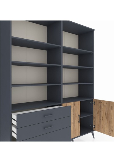 Hyperion Gardrop 9 Raflı 3 Çekmeceli 2 Kapaklı 176x44x221 Antrasit-çam/antrasit Çam/antrasit Hyperion Gardrop 9 Raflı 3 Çekmeceli 2 Kapaklı 176x44x221 Antrasit-çam/antrasit Çam/antrasit
