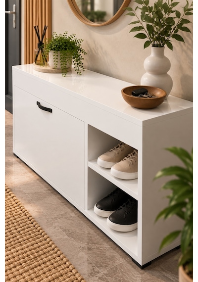 Sulorahome Beyaz Ayakkabılık Dolabı 90 Cm