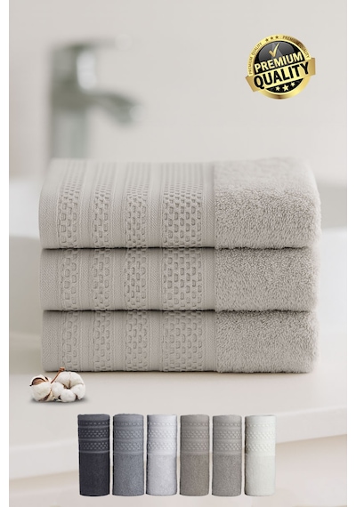 Softure 3 Lü El Yüz Havlusu Günlük Kullanım 50x90 Cm Yumuşak, Dayanıklı, Hızlı Kuruyan Vizon