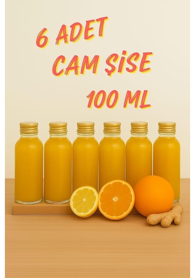 6 Adet Şeffaf Cam Shot Şişesi Sızdırmaz Gold Metal Kapaklı Kolonya Koku Süs Çok Amaçlı Şişe 100ml Genel