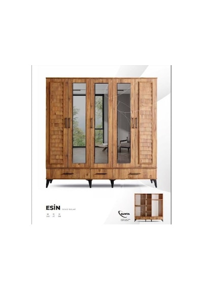 Esin 5 Kapılı Dolap - Ceviz