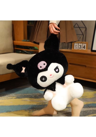 Karikatür Peluş Kuromi Sanrio Gotik Peluş Oyuncak - Siyah Beyaz - Siyah