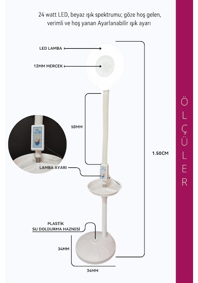 Beauty Vogue Plastik Ayaklı Loop Işıklı Büyüteç Lamba DF-ML03 120 LED 5x Büyütme