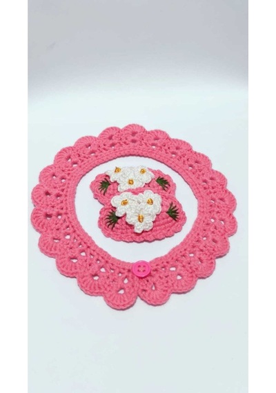 Vintage Şık Tasarım Çocuk Yaka Ve Toka Seti Yeni Trend Pembe Çok Renkli