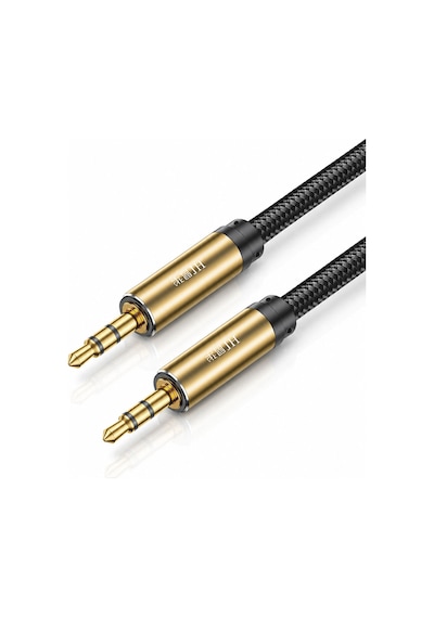 3.5mm - 3.5mm Aux Ses Kablosu 1.5 Metre, Erkek Erkek Stereo Audio Kablo, Kulaklık Hoparlör Bilgisayar Amfi Uyumlu, Metal Gövde, Naylon Örgü, Altın Kaplama Jak A580e
