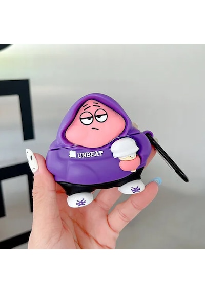 Microsonic Apple Uyumlu AirPods 4.nesil / Anc Kılıf Cartoon Figürlü Silikon Crtn-fgr-ptrck-str Mor