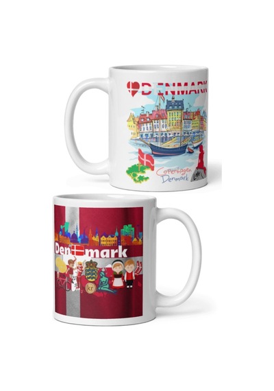 Danimarka Kupa Bardak 2 Adet Seyahat Hatıra Denmark Mug
