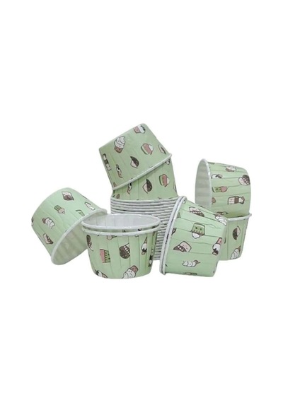 Mint Yeşili Dondurma Desenli Kek Kapsülü 50 Adet Renkli Muffin Cupcake Kağıdı 50x39 Mm Diğer