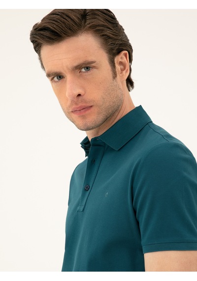 Zümrüt Slim Fit Polo Yaka Merserize T-shirt Yeşil