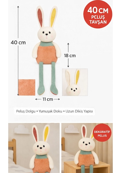 40 Cm Uzun Bacaklı Tavşan Peluş Oyuncak Yumuşak Peluş, Dekor Ve Uyku Arkadaşı Diğer