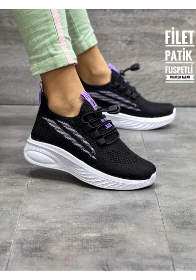 Papucumun Dünyası Tutinom Triko Çoraplı Lastik Bağcıklı Sneaker Çocuk Ayakkabısı Siyah - Lila Papucumun Dünyası Tutinom Triko Çoraplı Lastik Bağcıklı Sneaker Çocuk Ayakkabısı Siyah - Lila