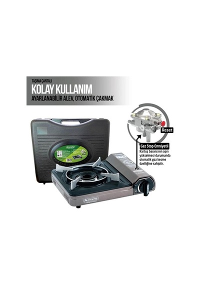 Orcamp Tekli Portatif Ocak Gri + 4 Adet 227 Ml Kartuş