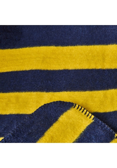 Soft Çizgili Pamuklu Tv Battaniyesi - Sarı / Lacivert - 130x170 Cm Çok Renkli