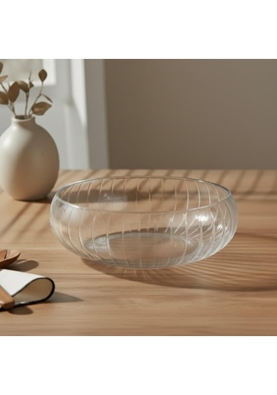 Şeffaf Cam Görünümlü Büyük Salata Kasesi Isıya Dayanıklı Servis Kasesi, Sofra Sunum Kasesi 24 Cm 7 Cm Diğer