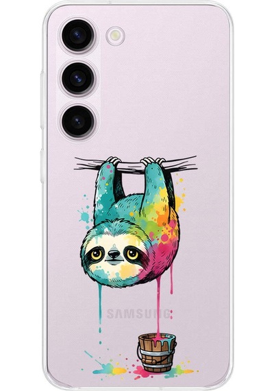 Samsung Galaxy S23 Plus İle Uyumlu Splash Tembel Hayvan Tasarımlı Şeffaf Silikon Kılıf Şeffaf