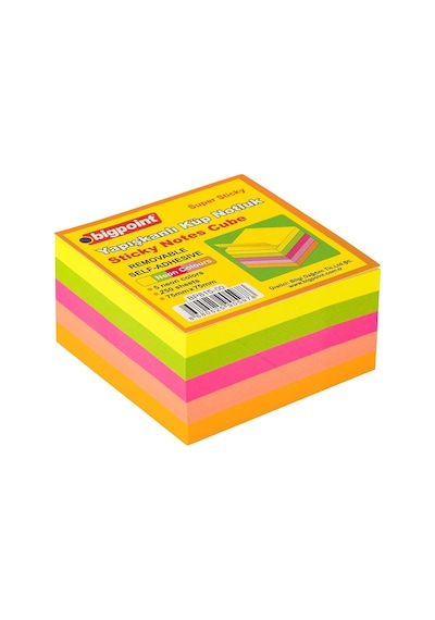 Bigpoint Yapışkanlı Not Kağıdı Super Sticky Küp 5 Neon Renk 250 Yaprak X 6 Adet