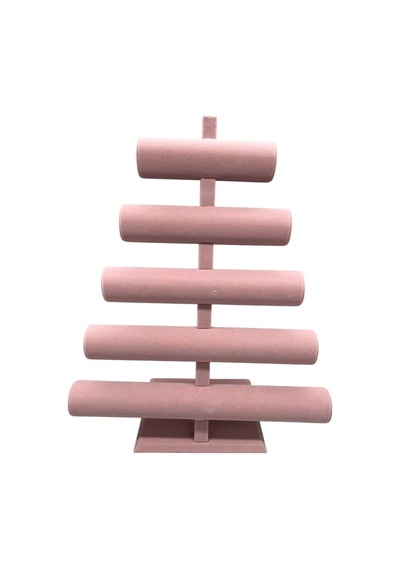 Yerli Üretim Süet Kumaş Pembe Renk Beş Kademeli 45/34 Cm Bileklik-saat Sergileme Standı Çok Renkli