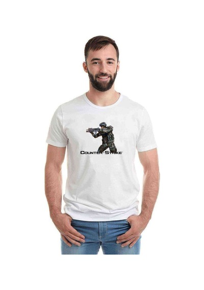 Counter Strike 2 Baskılı Beyaz Erkek Tshirt