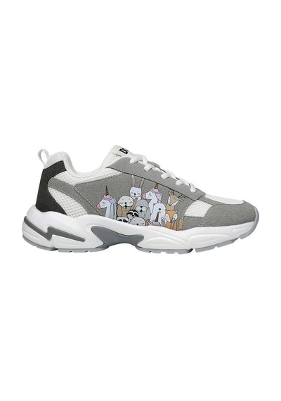 Kadın Vegan Gri Sneakers - Omg So Cute Tasarım Çok Renkli