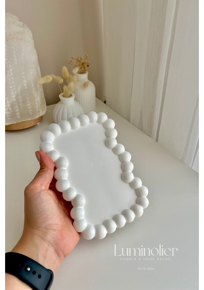 Bernami Mumluk Şamdanpinterest Dekoratif İnci Detaylı Tepsi Diğer