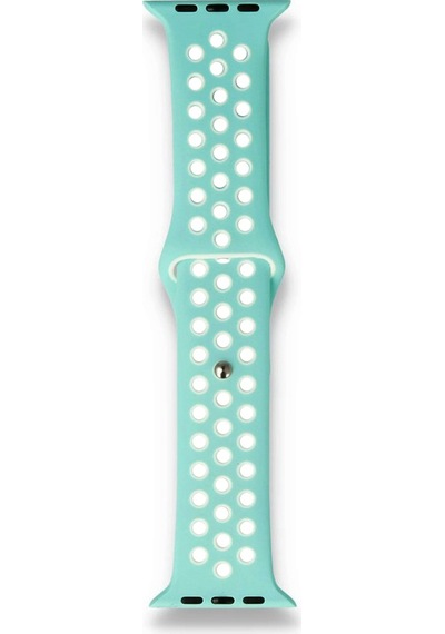 Apple Uyumlu  Watch 38-40mm Silikon Kayış - Su Yeşili / Beyaz