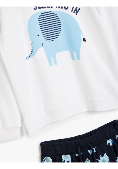 Koton Fil Baskılı Pamuklu Uzun Kollu Bebek Pijama Takımı Ekru 5wmb10186tk Ekru Koton Fil Baskılı Pamuklu Uzun Kollu Bebek Pijama Takımı Ekru 5wmb10186tk Ekru