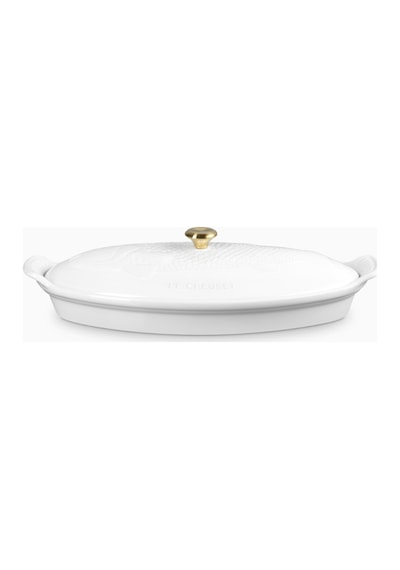 Le Creuset Kapaklı Seramik Balık Pişirme Kabı, 34 Cm Seramik Tava Beyaz