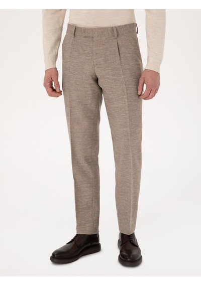 Cacharel Bej Slim Fit Yün Kaşmir Karışımlı Mikro Desenli Pantolon Cacharel Bej Slim Fit Yün Kaşmir Karışımlı Mikro Desenli Pantolon
