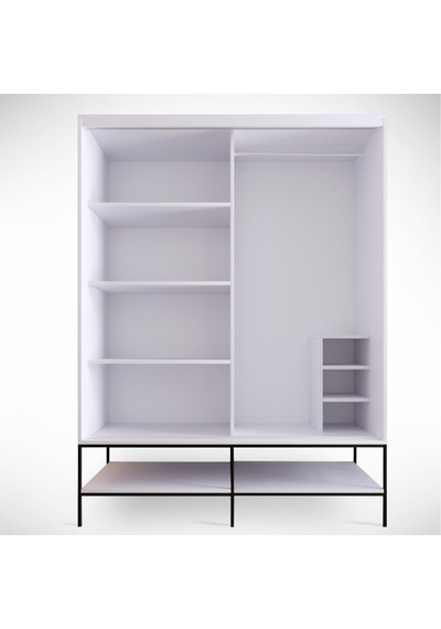 Pasific Home Martin 2 Kapaklı Sürgülü Gardırop Elbise Dolabı Beyaz - Beyaz Mermer 150 CM